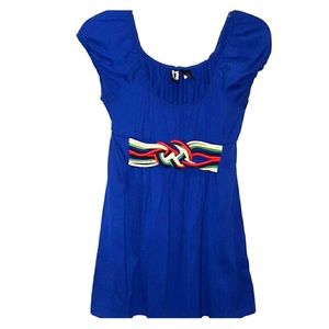 Weavers Royal Blue Top with Multicolor Waistline